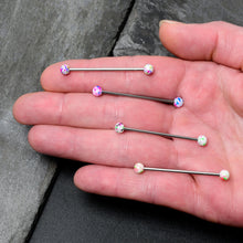 Load image into Gallery viewer, 14G Splatter Pink White Purple Industrial Barbell 38mm Set of 4