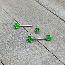 Load image into Gallery viewer, 14G 9/16 Kawaii Smile Shamrock St Patricks Barbell Nipple Ring Set