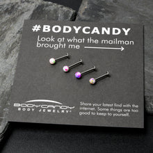 Load image into Gallery viewer, 16G 3/8 Splatter Pink Blue Labret Monroe Tragus Set of 4