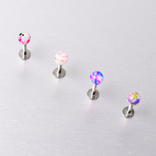 Load image into Gallery viewer, 16G 3/8 Splatter Pink Blue Labret Monroe Tragus Set of 4