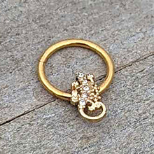 将图片加载到图库查看器,16G 3/8 Clear Gem Gold Tone Luscious Lizard Hinged Segment Ring