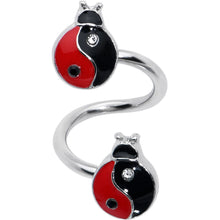 将图片加载到图库查看器,Clear Gem Ladybug Yin Yang Spiral Twister Belly Ring