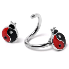 将图片加载到图库查看器,Clear Gem Ladybug Yin Yang Spiral Twister Belly Ring