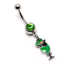 将图片加载到图库查看器,Green Gem Fancy Leprechaun St Patricks Dangle Belly Ring