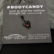 Load image into Gallery viewer, Red CZ Gem Black Heart Winged Skull Gothic Belly Ring