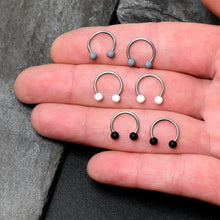 Load image into Gallery viewer, 16G 3/8 Matte Black White Grey Horseshoe Circular Barbell Set of 6