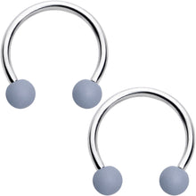 Load image into Gallery viewer, 16G 3/8 Matte Black White Grey Horseshoe Circular Barbell Set of 6