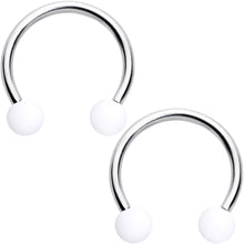 Load image into Gallery viewer, 16G 3/8 Matte Black White Grey Horseshoe Circular Barbell Set of 6
