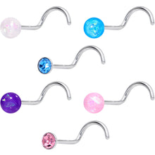 Load image into Gallery viewer, 20G Nose Screw Gem Faux Opal Pack Pretty Nose Ring Set of 6