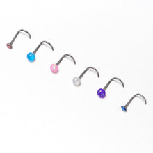 Load image into Gallery viewer, 20G Nose Screw Gem Faux Opal Pack Pretty Nose Ring Set of 6