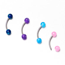 Load image into Gallery viewer, 16G 3/8 Pink Blue Purple Faux Opal Pack Curved Eyebrow Ring Set of 4