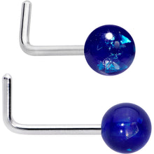 Load image into Gallery viewer, 20G 1/4 Purple Gem Blue Pink Faux Opal Pack L Shape Nose Ring Set of 6
