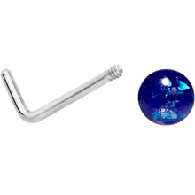 Load image into Gallery viewer, 20G 1/4 Purple Gem Blue Pink Faux Opal Pack L Shape Nose Ring Set of 6