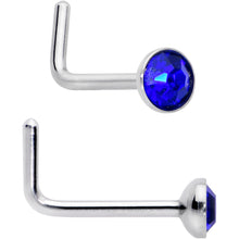 Load image into Gallery viewer, 20G 1/4 Purple Gem Blue Pink Faux Opal Pack L Shape Nose Ring Set of 6