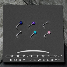 Load image into Gallery viewer, 20G 1/4 Purple Gem Blue Pink Faux Opal Pack L Shape Nose Ring Set of 6