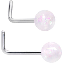 将图片加载到图库查看器,20G 1/4 Pink Gem Purple Pink Faux Opal Pack L Shape Nose Ring Set of 6