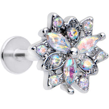 Load image into Gallery viewer, 16G 5/16 Aurora CZ Gem Snowflake Style Labret Monroe Tragus