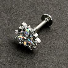 Load image into Gallery viewer, 16G 5/16 Aurora CZ Gem Snowflake Style Labret Monroe Tragus