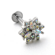 Load image into Gallery viewer, 16G 5/16 Aurora CZ Gem Snowflake Style Labret Monroe Tragus