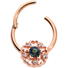 将图片加载到图库查看器,16G 3/8 Vitrail Gem Rose Gold Hue Flower Hinged Segment Ring