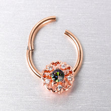 将图片加载到图库查看器,16G 3/8 Vitrail Gem Rose Gold Hue Flower Hinged Segment Ring