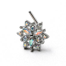 Load image into Gallery viewer, 20G 7mm Aurora CZ Gem Snowflake Style L Shape Nose Ring