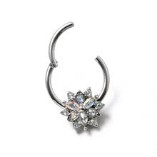 将图片加载到图库查看器,16G 3/8 Aurora CZ Gem Snowflake Style Hinged Segment Ring