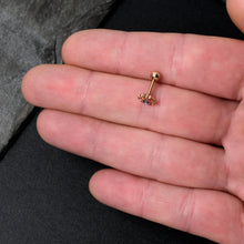 Load image into Gallery viewer, 16G 1/4 Vitrail Gem Rosy Hue Flower Cartilage Tragus Earring