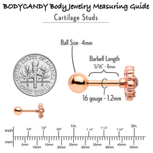 Load image into Gallery viewer, 16G 1/4 Vitrail Gem Rosy Hue Flower Cartilage Tragus Earring