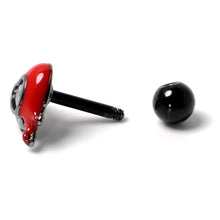 Load image into Gallery viewer, 16G 1/4 Clear Gem Black Bleeding Heart Cartilage Tragus Earring