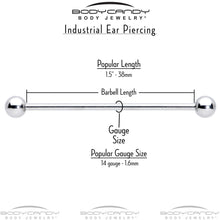 Load image into Gallery viewer, 14G Aurora CZ Gem Snowflake Style Industrial Barbell 38mm