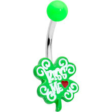 Load image into Gallery viewer, UV Glow Kiss Me Shamrock St Patricks Day Belly Ring