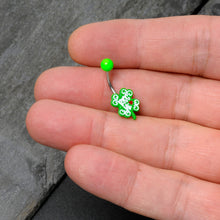 Load image into Gallery viewer, UV Glow Kiss Me Shamrock St Patricks Day Belly Ring