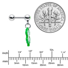 Load image into Gallery viewer, 16G 1/4 Green Gem Kiss Me Shamrock St Patricks Cartilage Earring