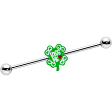 Load image into Gallery viewer, 14G Kiss Me Shamrock St Patricks Industrial Barbell 38mm