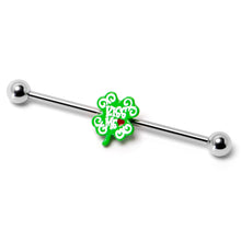 Load image into Gallery viewer, 14G Kiss Me Shamrock St Patricks Industrial Barbell 38mm