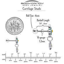 Load image into Gallery viewer, 16G 1/4 Yellow Gem Daisy Bee Glittery Cartilage Tragus Earring