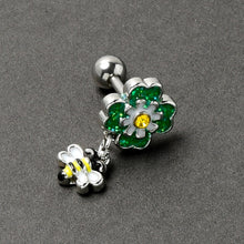 Load image into Gallery viewer, 16G 1/4 Yellow Gem Daisy Bee Glittery Cartilage Tragus Earring