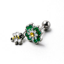 Load image into Gallery viewer, 16G 1/4 Yellow Gem Daisy Bee Glittery Cartilage Tragus Earring