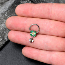 将图片加载到图库查看器,16G 3/8 Yellow Gem Daisy Bee Glitter Dangle Hinged Segment Ring