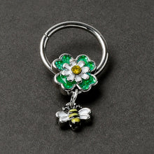 将图片加载到图库查看器,16G 3/8 Yellow Gem Daisy Bee Glitter Dangle Hinged Segment Ring