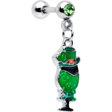 Load image into Gallery viewer, 16G 1/4 Green Gem Fancy Leprechaun Dangle Cartilage Tragus Earring