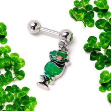 Load image into Gallery viewer, 16G 1/4 Green Gem Fancy Leprechaun Dangle Cartilage Tragus Earring