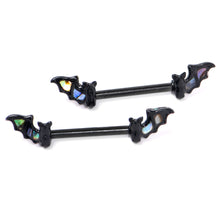 将图片加载到图库查看器,14G 9/16 Black Subtle Bat Barbell Nipple Ring Set