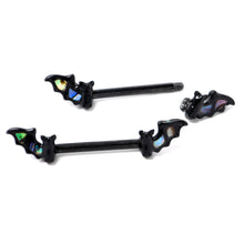 将图片加载到图库查看器,14G 9/16 Black Subtle Bat Barbell Nipple Ring Set
