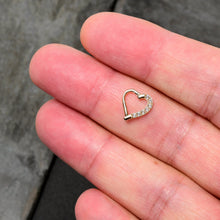 Load image into Gallery viewer, 16G 5/16 14k Yellow Gold CZ Paved Ultra Luxe Left Hinged Heart Segment Ring
