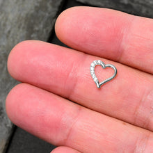 Load image into Gallery viewer, 16G 5/16 14k White Gold CZ Paved Ultra Luxe Right Hinged Heart Segment Ring