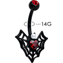 将图片加载到图库查看器,Red Gem Black Gothic Bat Heart Belly Ring