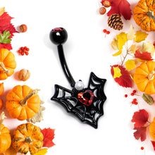 将图片加载到图库查看器,Red Gem Black Gothic Bat Heart Belly Ring