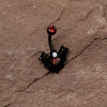 将图片加载到图库查看器,Red Gem Black Gothic Bat Heart Belly Ring